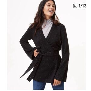 LOFT Black Tie-Waist Cardigan Size M